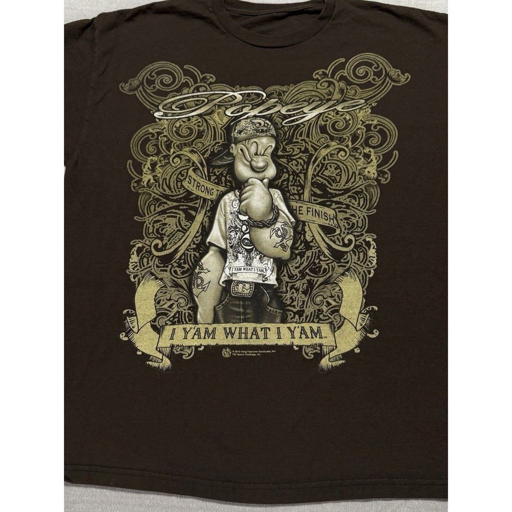 Men's 2010 Popeye The Sailor Man I Yam What I Yam Rap Hip-Hop T-Shirt sz XL
